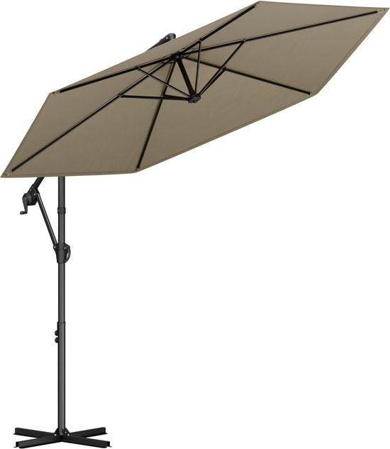 LifeGoods Parasol flottant - Rond Ø300 cm - UPF 50+ et Imperméable - Taupe