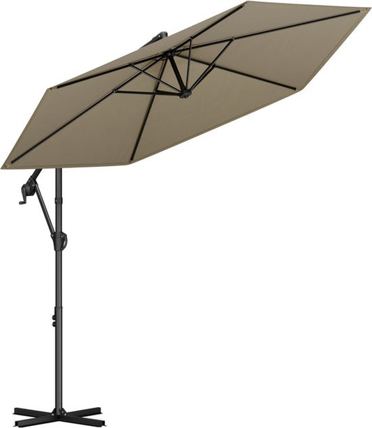 LifeGoods Parasol flottant - Rond Ø300 cm - UPF 50+ et Imperméable - Taupe