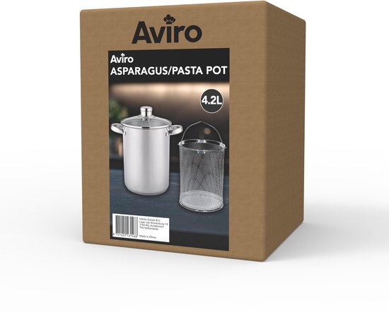 Aviro Asparagus pan - Pasta pan - Ø 16.5 cm - 23cm de haut - 4.2L - Multifonctionnel - Convient à toutes les sources de chaleur - acier inoxydable