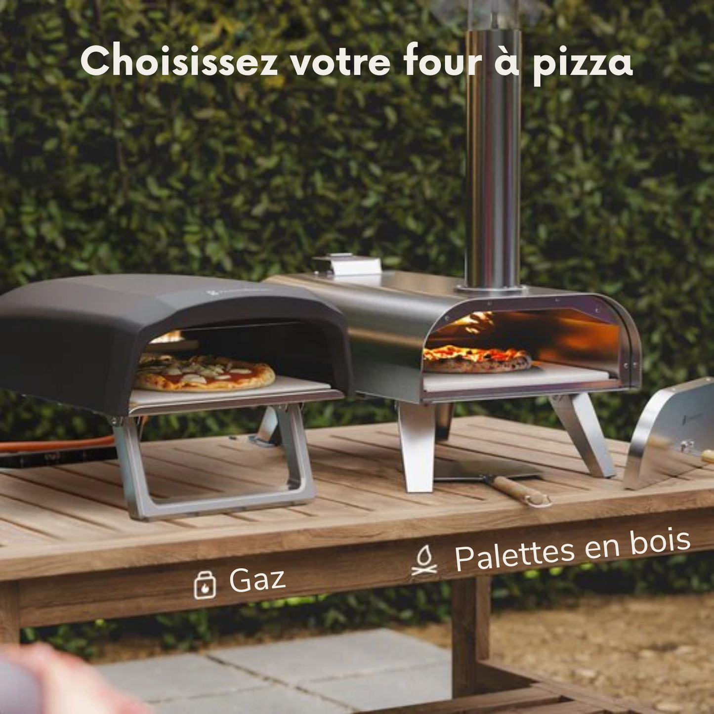 Four à Pizza - KitchenBrothers - Gaz - Pliable - Pierre à Pizza - Double Brûleur - Four pour l'extérieur - Noir/Gris