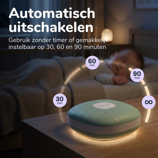 Lunae White Noise Machine 2026 - Appareil à bruit blanc avec veilleuse - Convient aux bébés, aux enfants et aux adultes - Aide au sommeil pour bébés - Entraîneur de sommeil pour enfants - Vert menthe