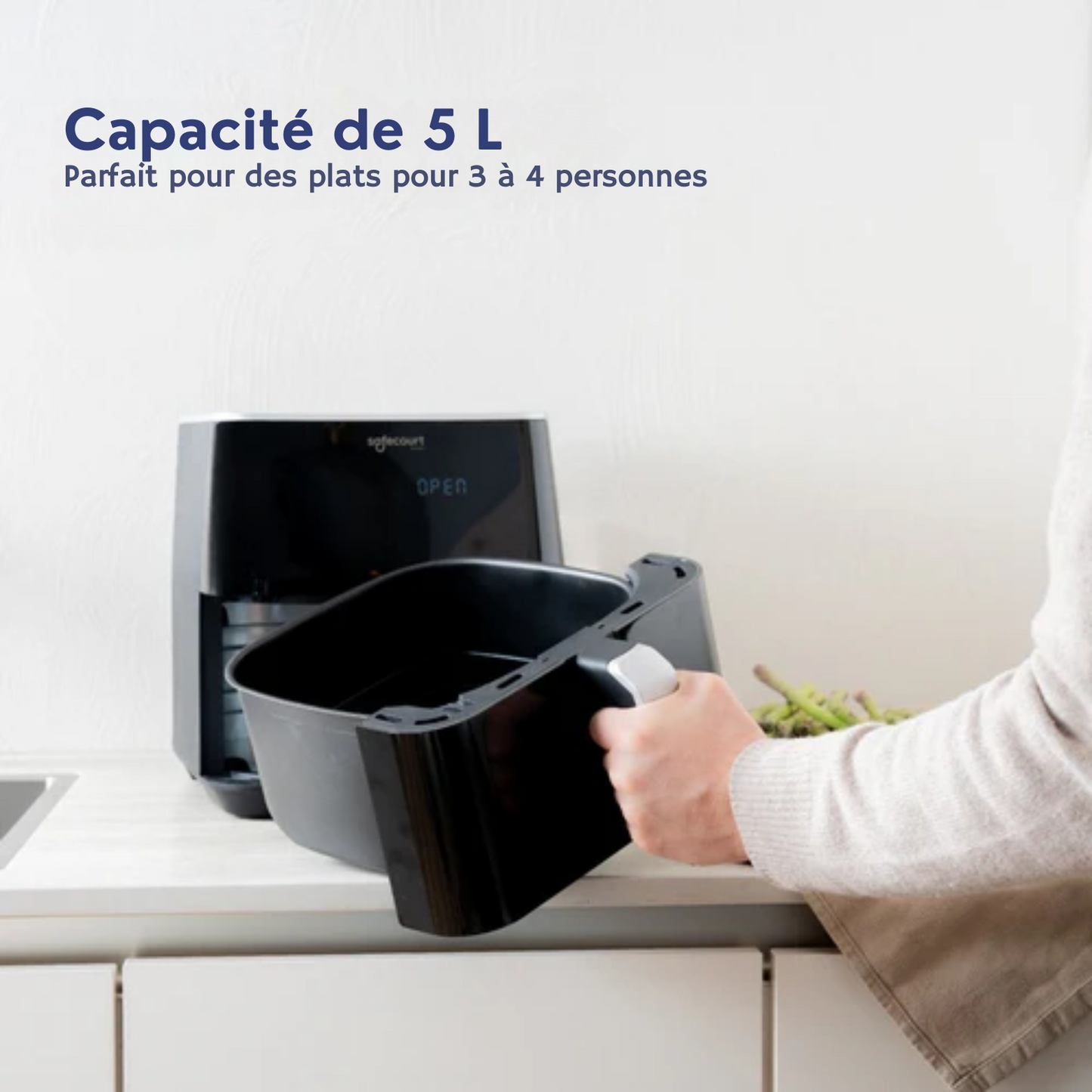 Airfryer - Safecourt Kitchen - Friteuse - 1700W - Capacité 5L - 40ºC à 200ºC - Noir