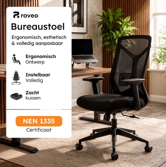 Fauteuil de bureau ergonomique Roveo - Fauteuil de gaming de bureau - Fauteuil de gaming pour adultes - Fauteuil gaming - Noir