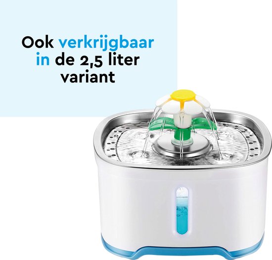BRASQ Fontaine pour chat et chien 2 litres - Fontaine à eau - Fontaine pour chat - Distributeur d'eau - Abreuvoir pour animaux - Noir - Sans BPA - silencieux - Inclus 4 filtres de rechange + accessoires