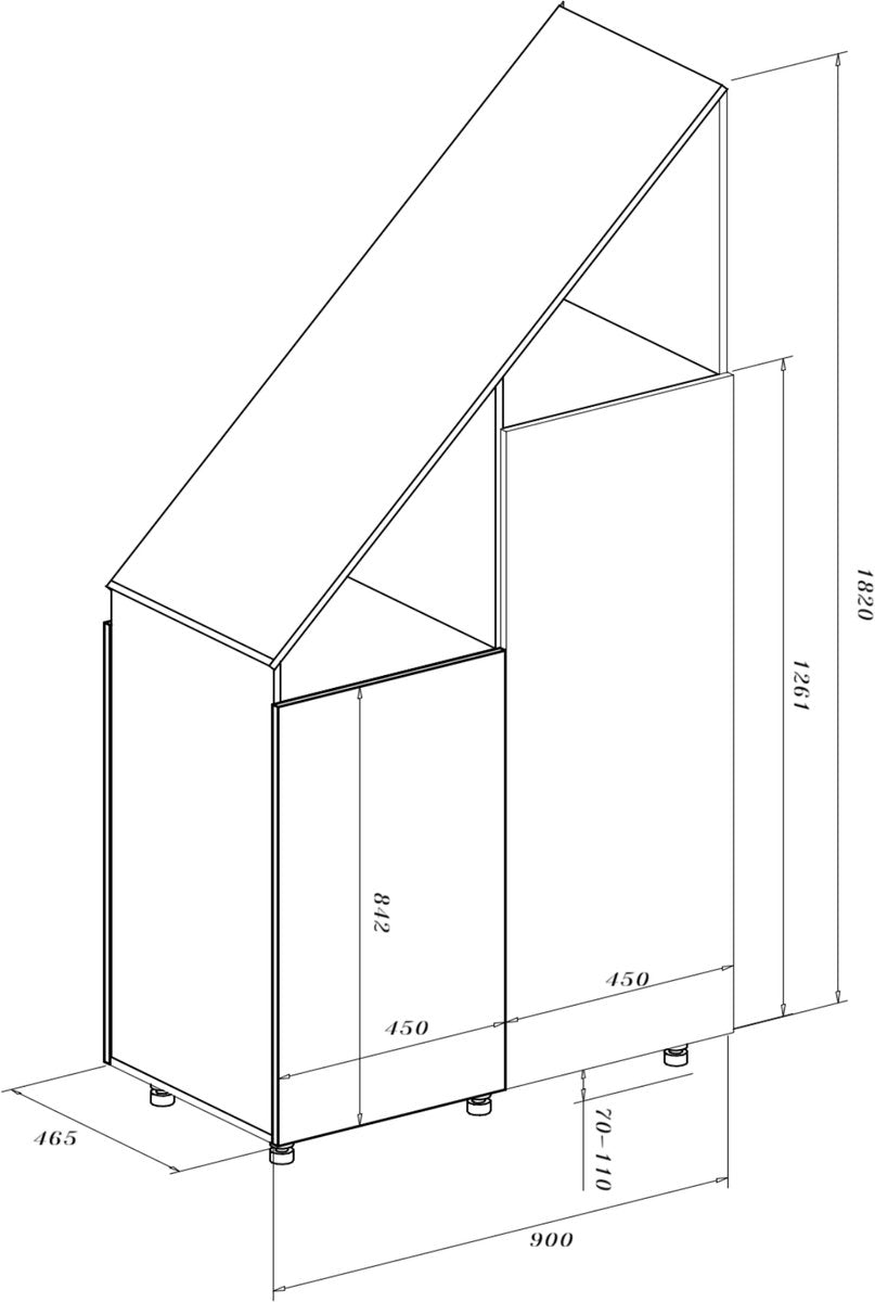 TheBestOf Furniture Armoire de rangement blanche - Pour mur en pente - 91 x 47 x 94/182 cm