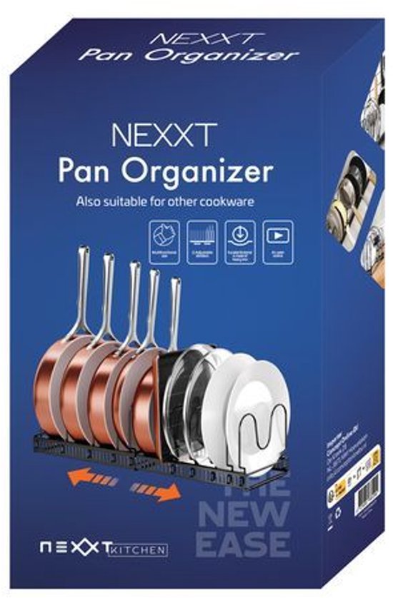 Support à casseroles Nexxt – Fini les piles de casseroles – Réglable et extensible – Organiseur à 7 compartiments