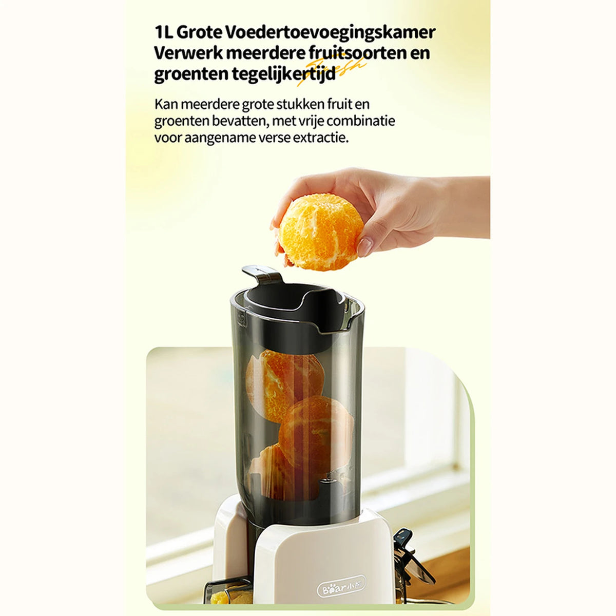Extracteur de jus Bear Slowjuicer avec ouverture de 80 mm - Extraire le jus sans couper les fruits