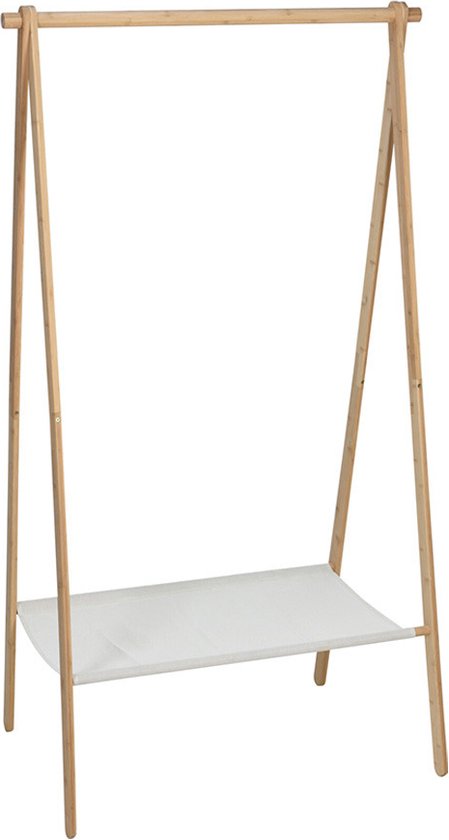 H&S Collection Portemanteau avec étagère - bambou - brun clair/blanc