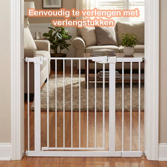Barrière d'escalier sans perçage – 76 à 82 cm – Barrière de sécurité – Fixation par pinces – Barrière pour enfants – Barrière pour chiens – Blanc