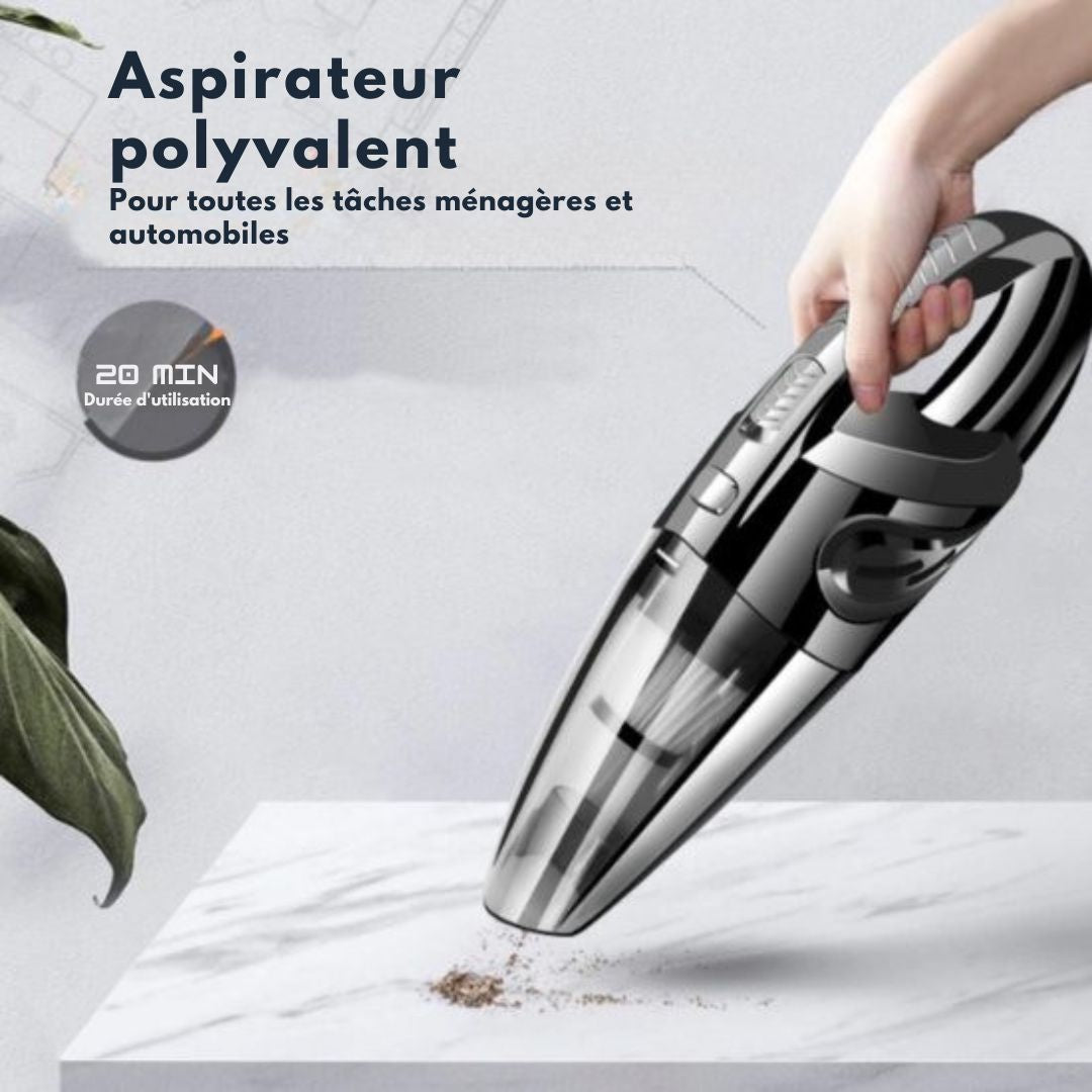 Aspirateur à main Turbo-7 - VAIVE - Aspirateur sans fil - Accessoires inclus - Noir / Gris