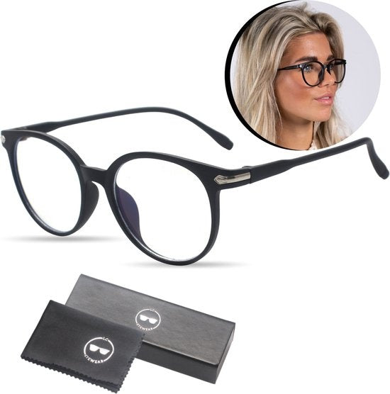 LC Eyewear Display Glasses - Lunettes à lumière bleue - Etui à lunettes inclus - Unisexe - Noir mat