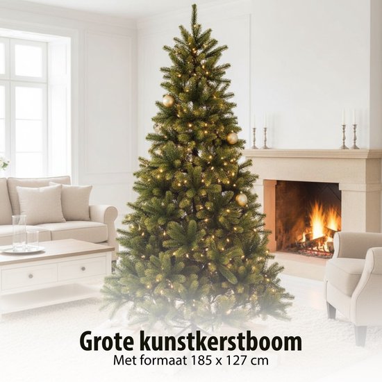 Sapin de Noël artificiel Triumph Tree Sherwood Deluxe avec éclairage LED - Sapin de Noël artificiel H 185 x Ø 127 cm - Vert