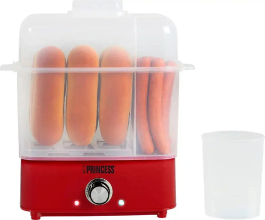 Appareil à hot-dogs et cuiseur à œufs 2-en-1 Princess - Pour 6 hot-dogs et 8 œufs, avec réchauffeur de petits pains