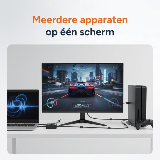 Skoov Commutateur HDMI 2 in 1 out - Plug & Play - Dolby / 3D - Répartiteur - 4K - 60HZ - Premium - Universel - Jeu - TV - Extender - Accessoires