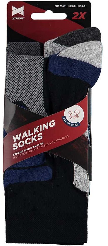 Lot de 2 paires de chaussettes de randonnée Xtreme - Chaussettes unisexes en matière synthétique - Multi Blue