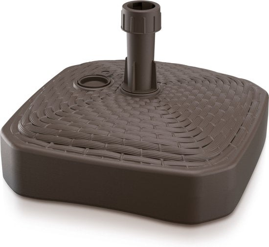 1x Pièces de bases de parasol en plastique rotin carré marron 12 litres - largeur 39 cm