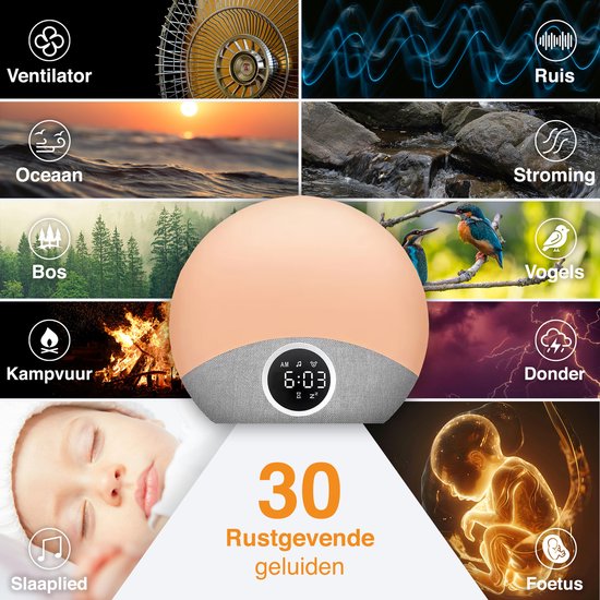 Swiftvein Solara Wake up Light - Réveil lumineux - Réveil numérique avec 30 sons