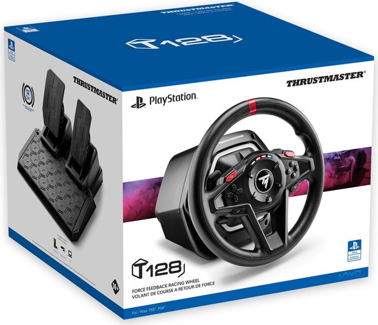 Thrustmaster T128-P - Volant et pédales de course - Force Feedback et palettes magnétiques - Pour PS5/PS4/PC - Compatible avec Forza Horizon 6 (PC)