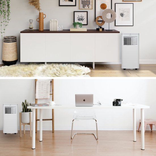 BRASQ 3-in-1 Climatiseur mobile avec kit d'étanchéité de fenêtre - Avec télécommande - Convient pour Chambre à coucher - Salon - Bureau - Climatiseur jusqu'à 16m2 - 9000 BTU - Blanc
