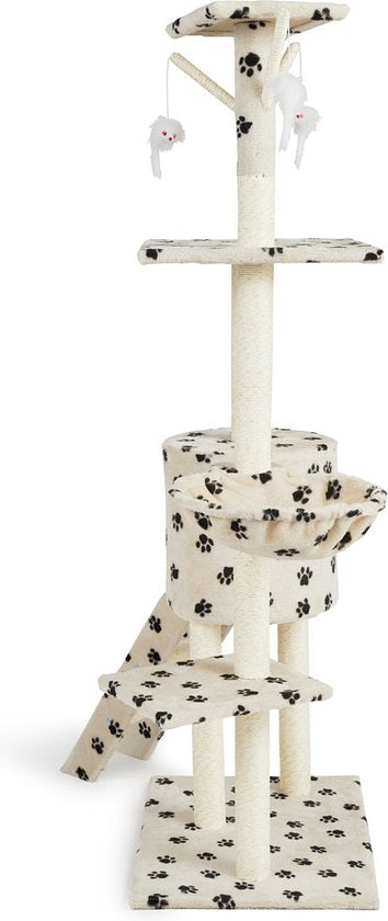 Lifa Living griffoir - Arbre à chat - Griffoir pour chat - 42x60x138.5 cm - crème/noir