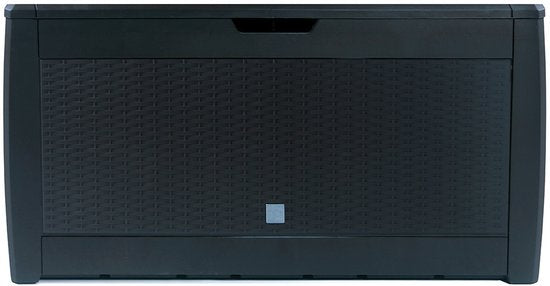 Boîte de rangement 310 L, résistante aux UV et aux intempéries, avec roulettes, boîte de jardin aspect rotin, anthracite
