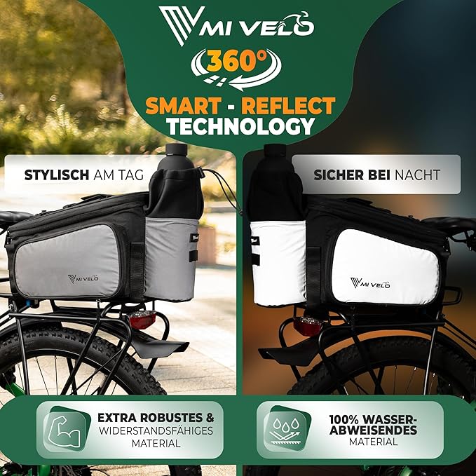 MIVELO Sacoche pour vélo - Imperméable et entièrement réfléchissante - 20 litres - Gris argenté