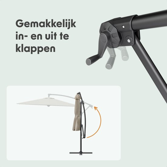LifeGoods Parasol flottant - Rond Ø300 cm - UPF 50+ et Imperméable - Taupe
