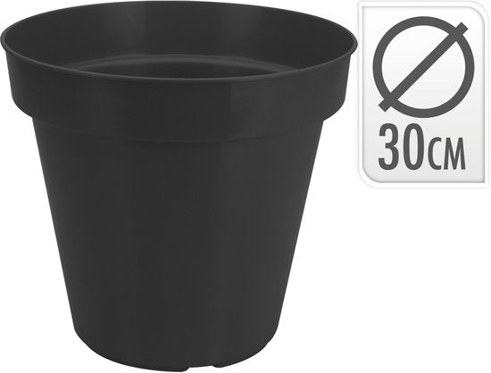 Pot de fleurs Pro Garden - noir - rond - D30 cm - plastique - pot de fleurs - jardin extérieur