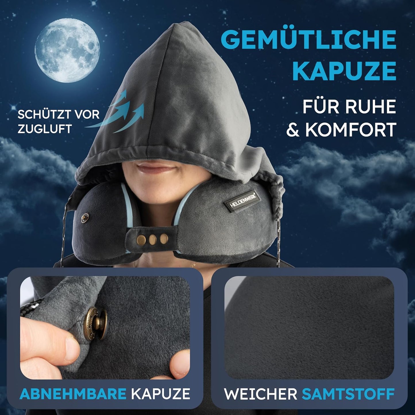 Oreiller cervical Heroism - Lavable - Réglable dans 6 directions - Gris foncé