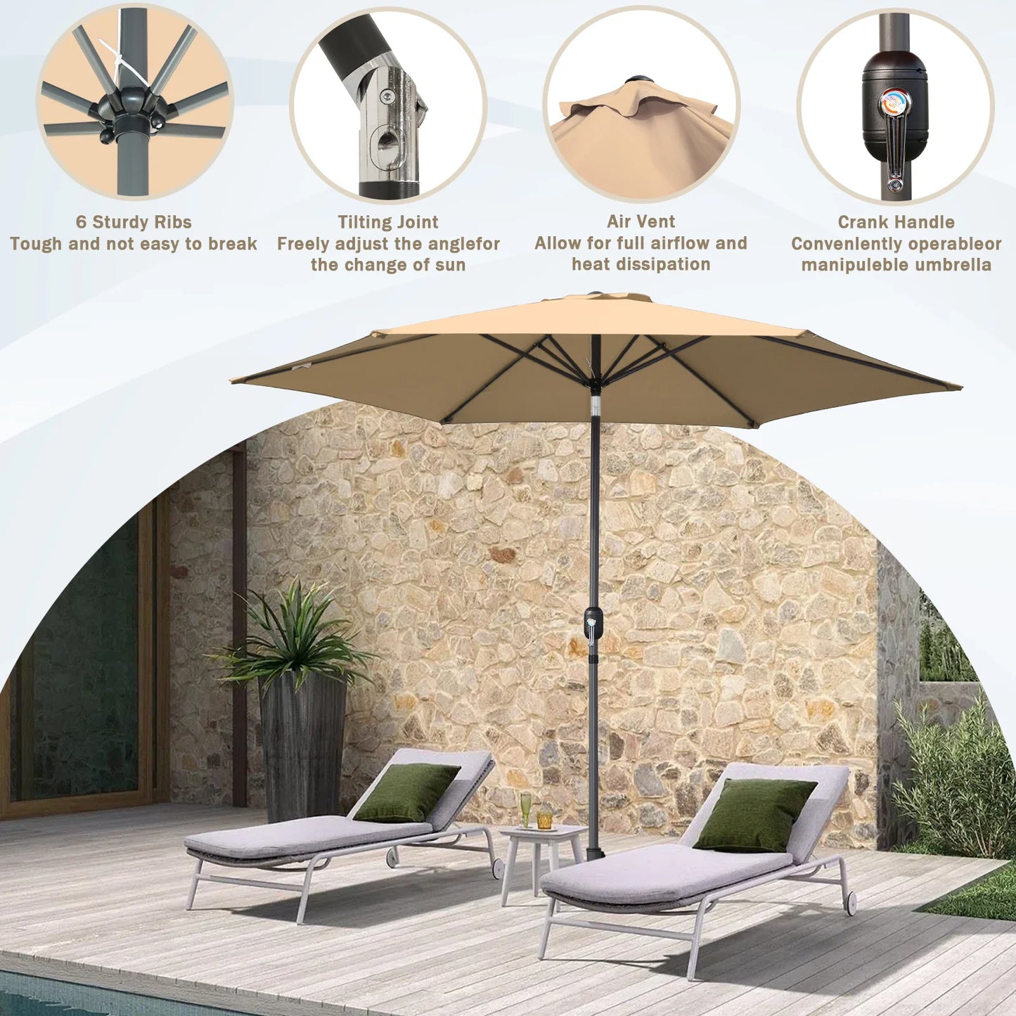 Parasol Angel Living Ø 270 cm - Taupe