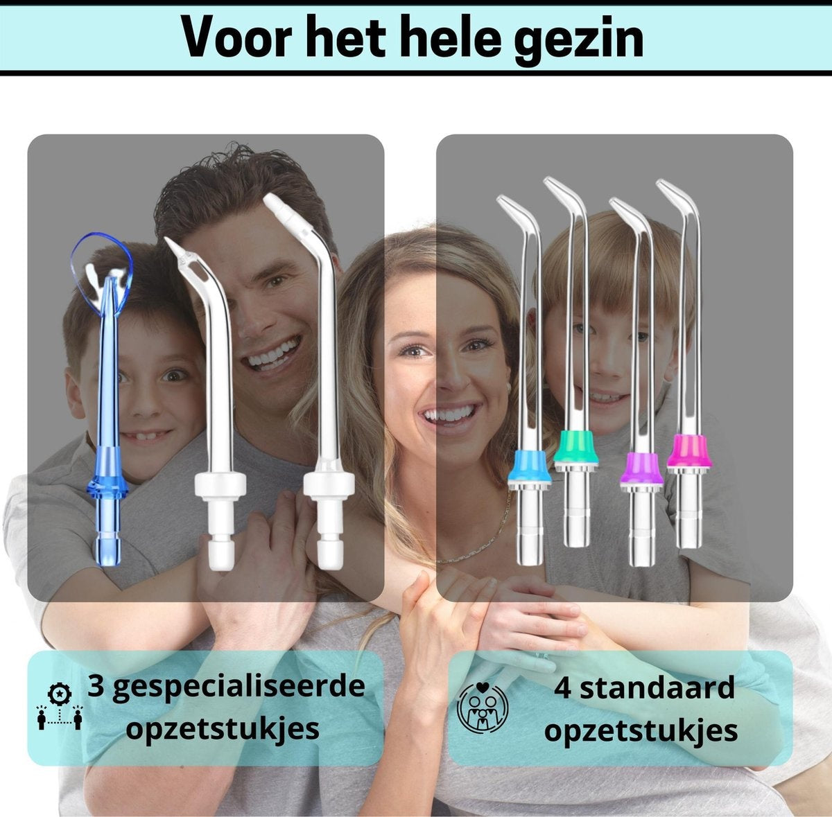 BOME Water Flosser with 7 Attachments - Oral Wash - Prevent Tartar - Cordless - 5 Stages - White