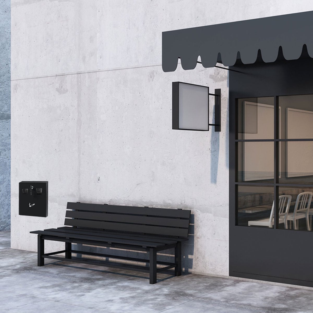 BRASQ Cendrier mural noir 32x26x8 cm - Cendrier verrouillable pour l'extérieur