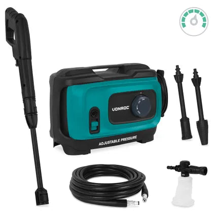 Nettoyeur haute pression VONROC V18c - 1 800 W - 140 bars - 420 l/h - Régulateur de pression - Tuyau de 8 m