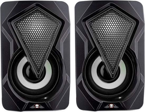 Ensemble d'enceintes No Fear - 2 pièces - lumineux - connexion USB - Bluetooth/ Aux - noir