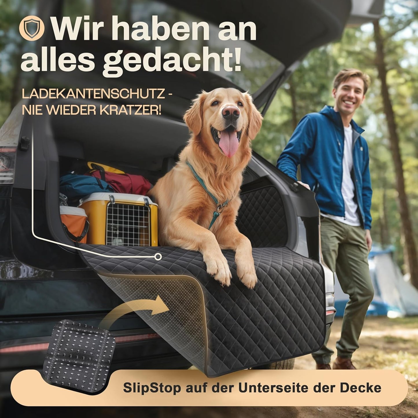 HELDENWERK Protège-bottes pour chiens - Imperméable et résistant aux rayures - Avec protection latérale et pare-chocs - Adaptation universelle - Premium rembourré - Noir