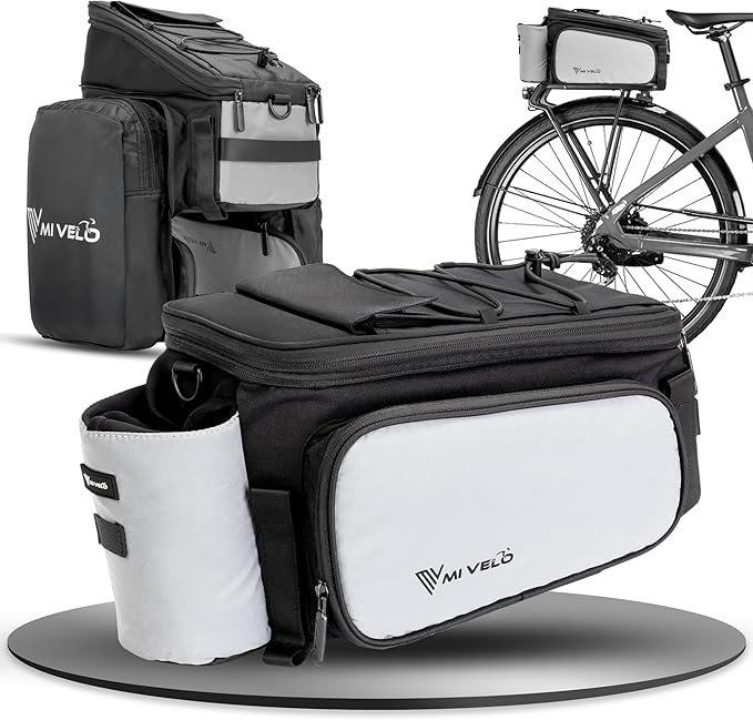 MIVELO Sacoche pour vélo - Imperméable et entièrement réfléchissante - 20 litres - Gris argenté