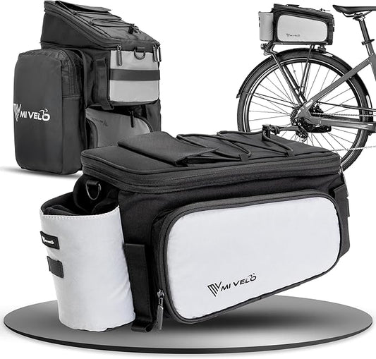 MIVELO Sacoche pour vélo - Imperméable et entièrement réfléchissante - 20 litres - Gris argenté