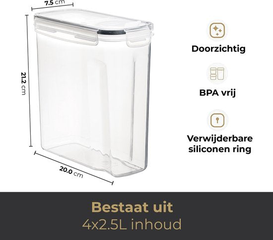 Stosh Stock jars - Boîtes à bouillon - hermétique - 4 pièces - 2.5L - sans BPA - plastique