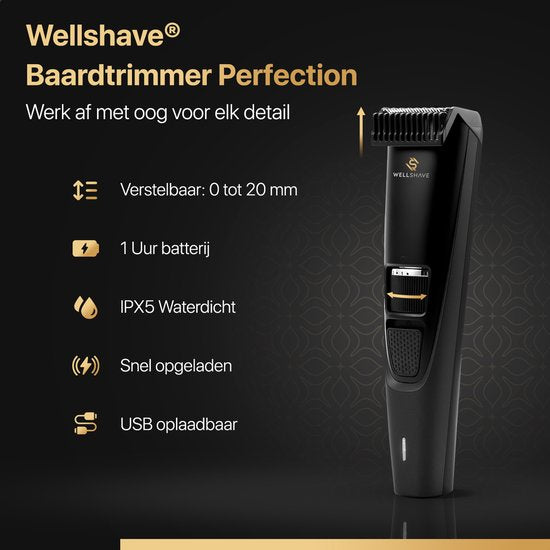 Wellshave Beard Trimmer Men Perfection - Tondeuse pour hommes - Tondeuse barbe et corps - Tondeuse cheveux hommes