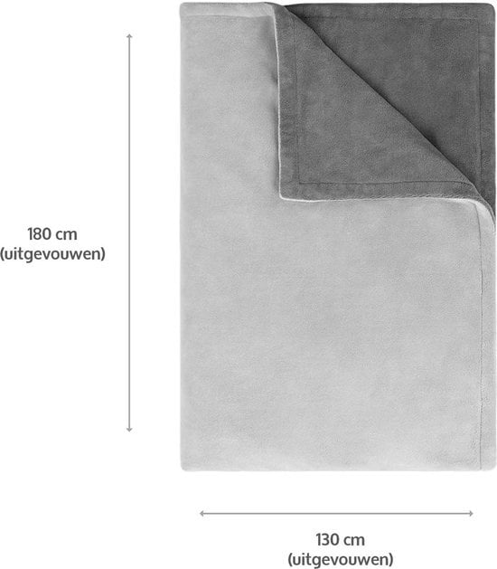 Couverture électrique - Couverture chauffante Lavable en machine - Minuterie - 160x130 cm - Couverture câline - 1/2 personne - Gris
