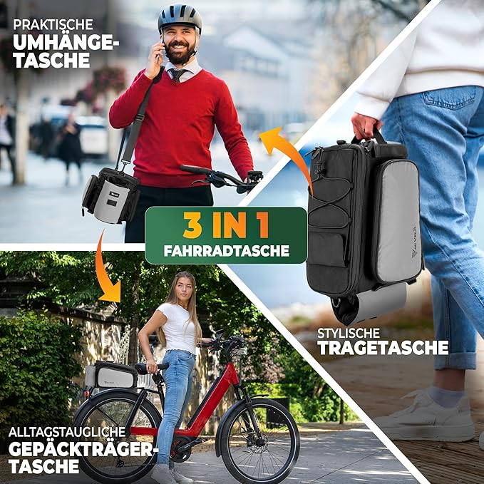 MIVELO Sacoche pour vélo - Imperméable et entièrement réfléchissante - 20 litres - Gris argenté