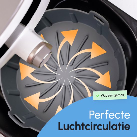 Bodo® Airfryer Accessories - Plateau pour friteuse en silicone - Panier pour friteuse - Plateau collecteur réutilisable - 19 cm - Convient à la friteuse Airfryer XL - Moule à pâtisserie - Gris - Friture - Papier à frire - Friteuse à air chaud - Plateaux j