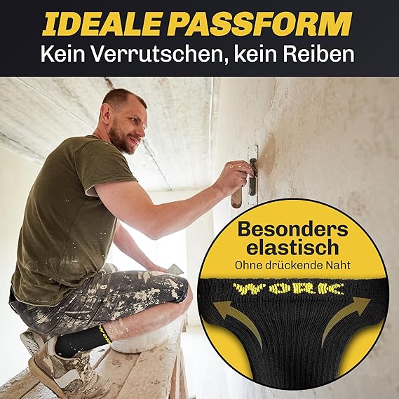 HELDENWERK 10 paires de chaussettes de travail pour hommes, premium | chaussettes de travail renforcées en coton respirant | chaussettes de travail robustes avec ceinture confortable - Taille 35-38