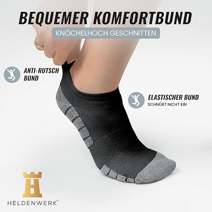 Heroism Sneaker socks for women and men 10 pairs - Short sports socks with breathable cotton - Unisex running sock set - Size 43-46
