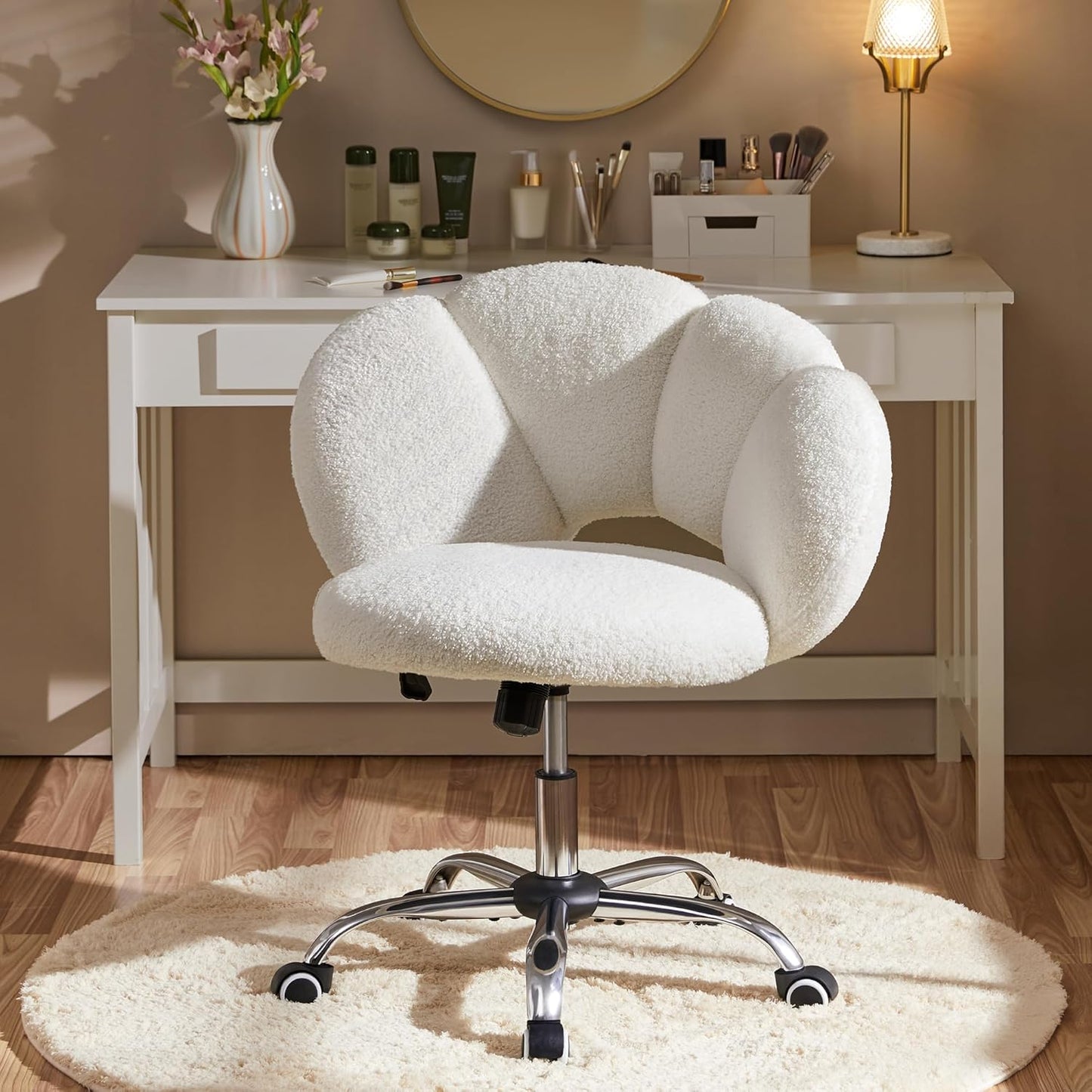 Yaheetech Chaise de bureau réglable - en forme de nuage - jusqu'à 136 kg - 70 x 60 x 72-82 cm - blanc