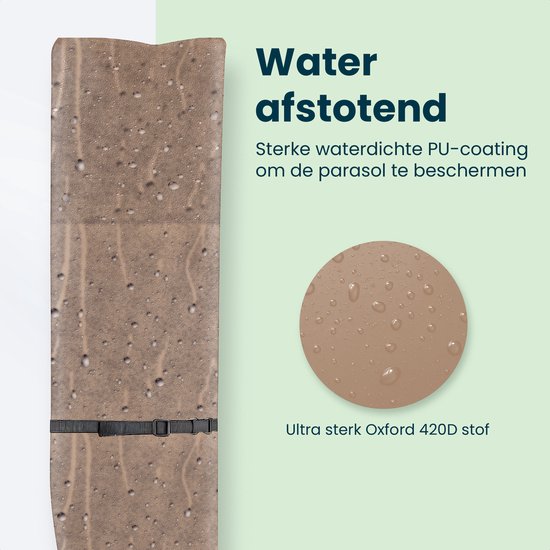 Housse pour parasol à bras articulé et parasol sur pied - Jusqu'à 400 cm - Housse de protection imperméable - Oxford 420D - Aide au montage incluse - Marron taupe