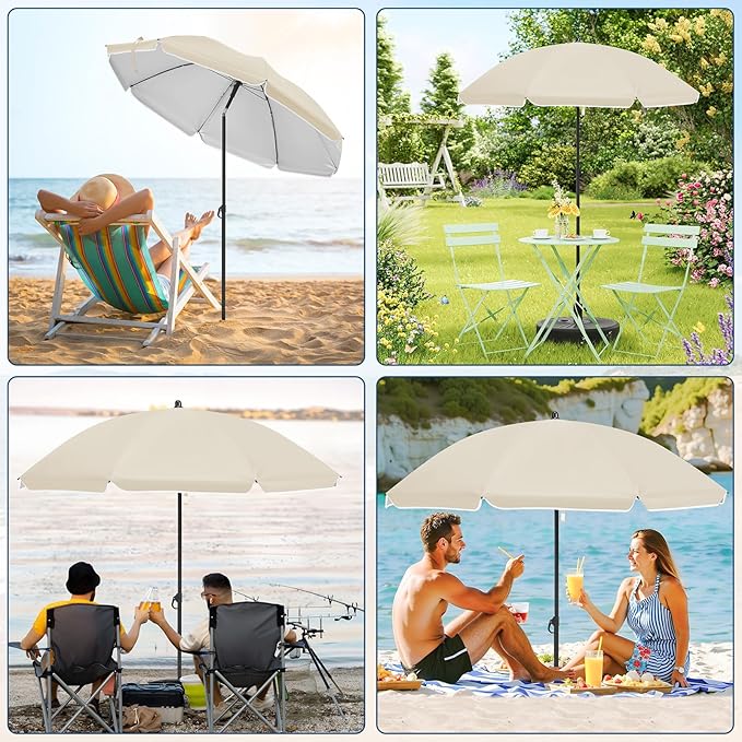 WOLTU GSS0007be01 Parasol de balcon 135 cm - UPF 50+ - Réglable en hauteur et inclinable à 35 degrés - Beige