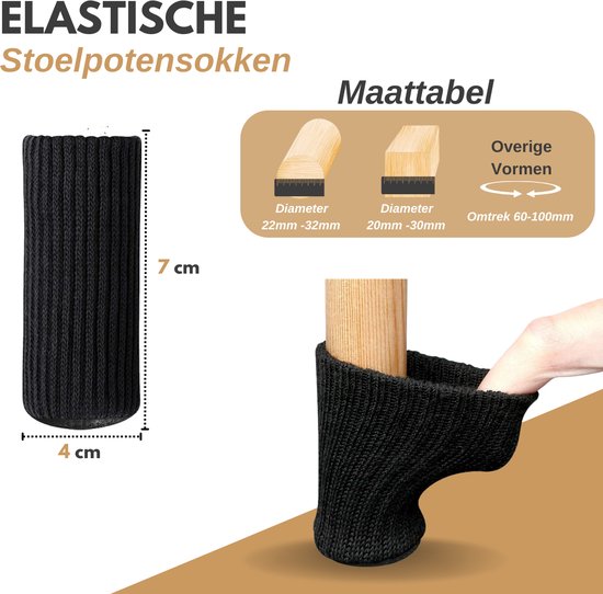 VAIVE Protège-jambes de chaise - Protecteur de sol - Chaussettes pour jambes de chaise - Capuchons pour jambes de chaise - Protecteurs pour jambes de chaise - Chaussettes de chaise