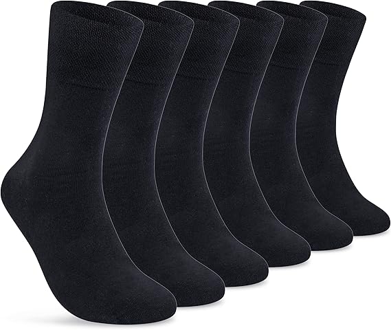Heroism Premium Diabetic Socks Men 43-46 - 6 Paires - Sans couture, Sans élastique serré, Bande de confort - Noir
