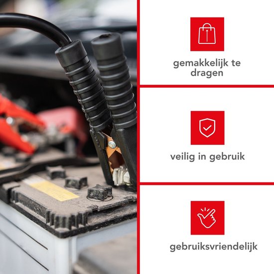 Toolland Chargeur de batterie 12/24 V, avec booster/aide au démarrage 9 A, avec protection thermique contre les surcharges, ampèremètre - boîtier métallique, rouge